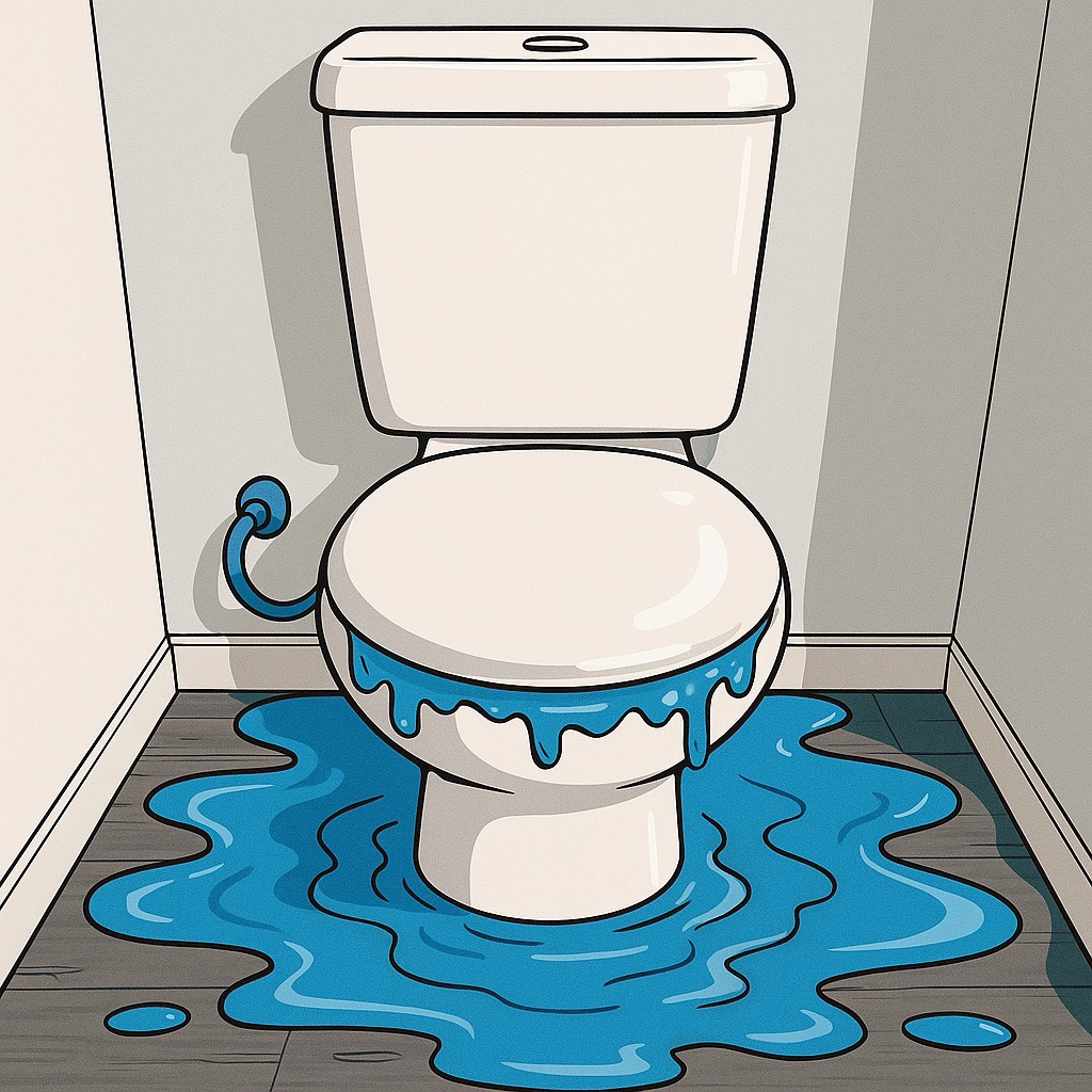 Water leaking from base of toilet pan